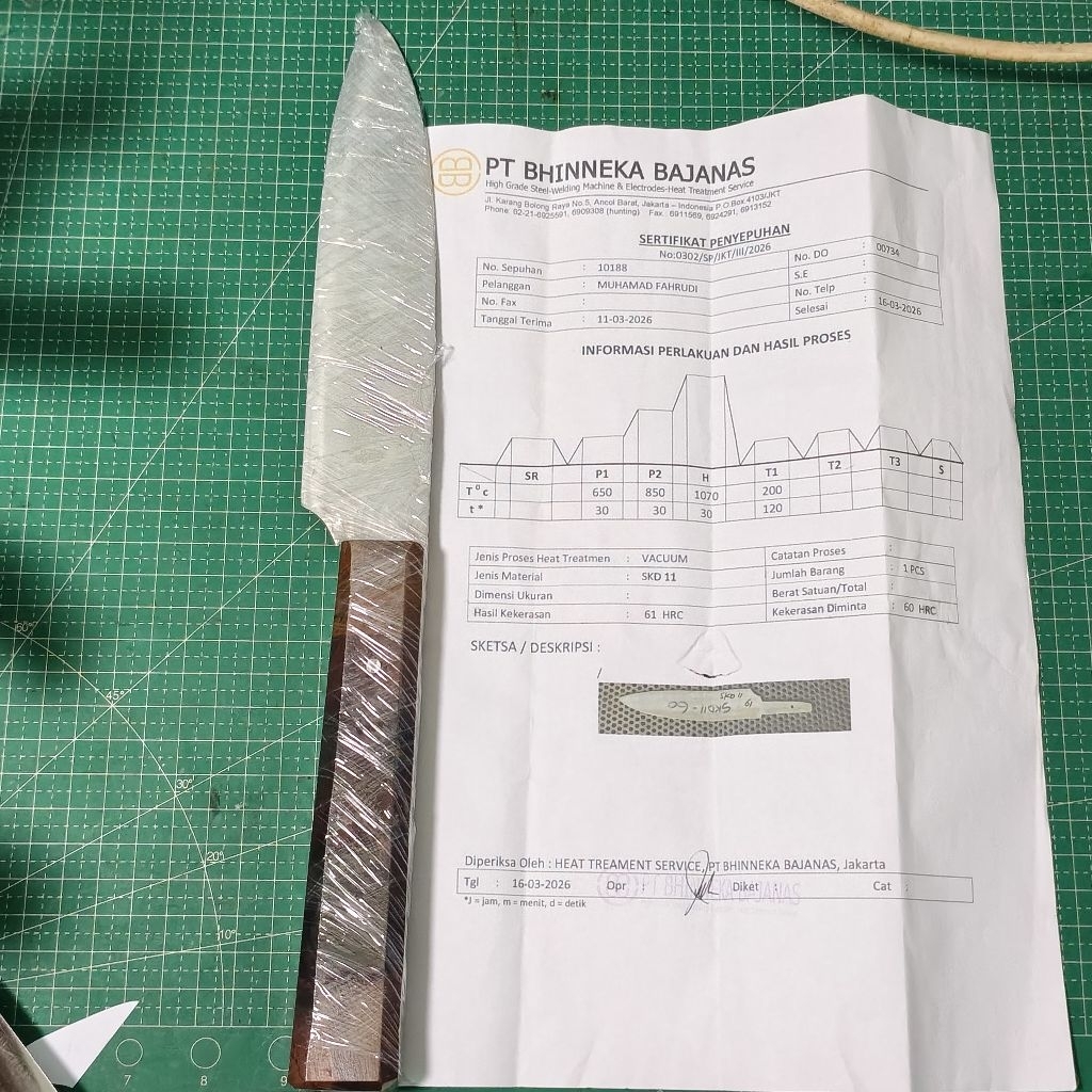 Pisau Dapur / cheff knife SKD11 (setara Bohler K110)