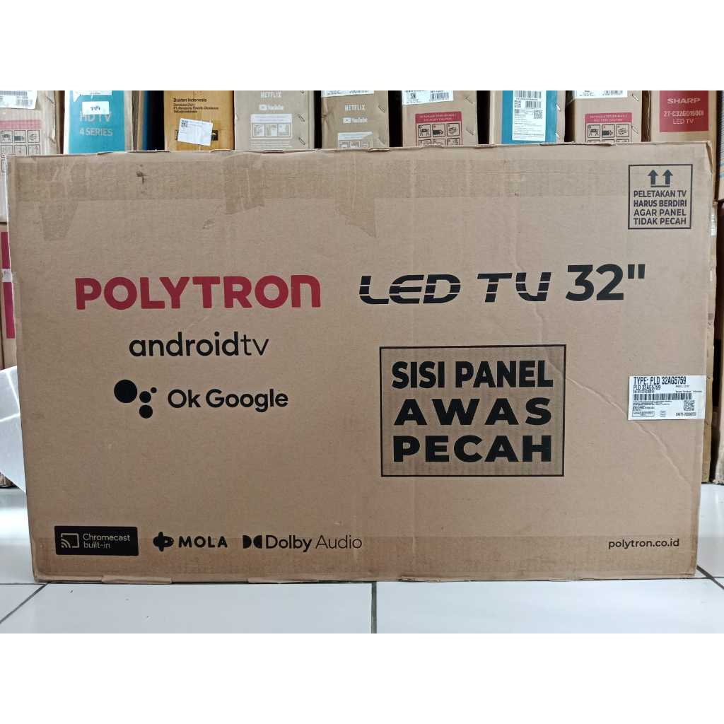 (free packing kayu) BARU TV LED POLYTRON ANDROID 32 INC 32AG5759 NETFLIX YOUTUBE BLUETOOTH DVB-T2 (5