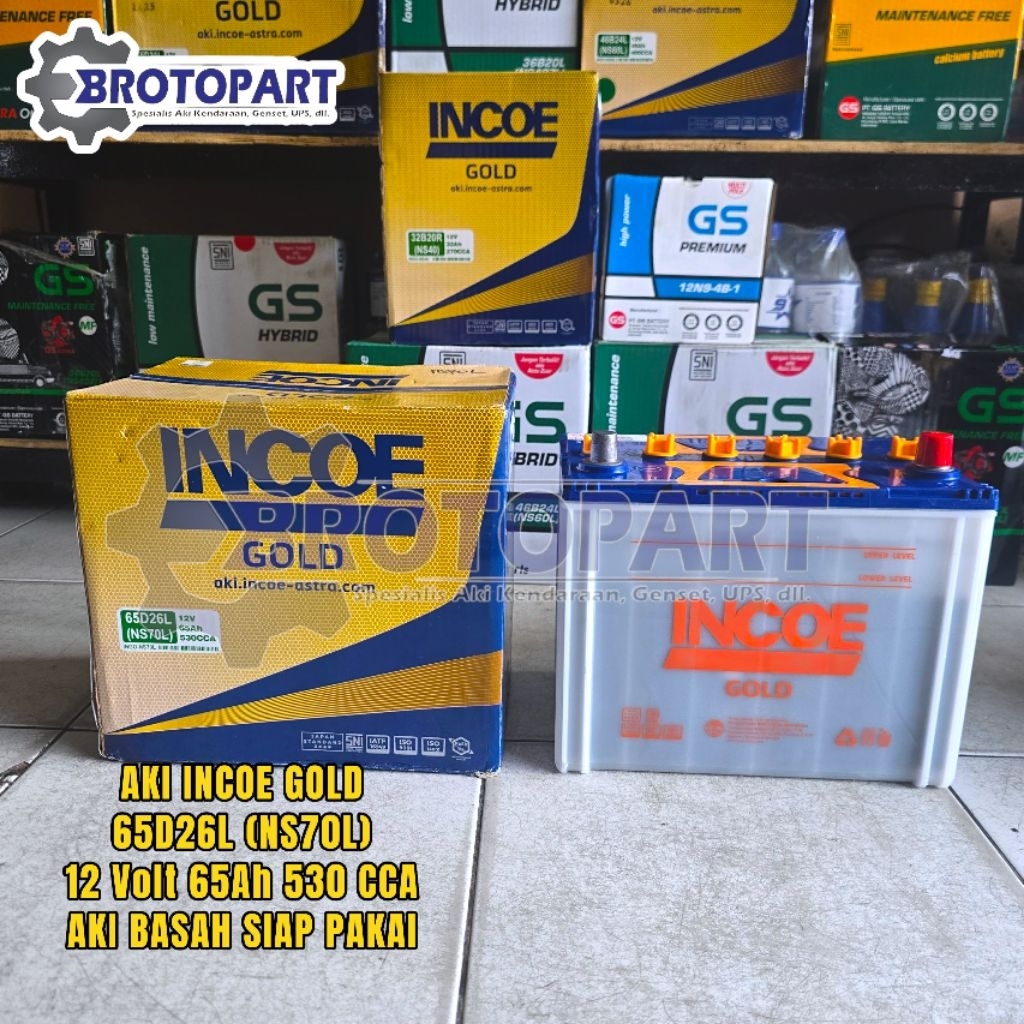Aki INCOE GOLD NS70L 65D26L Aki Basah Hybrid 12V 65Ah ORIGINAL INCOE ASTRA