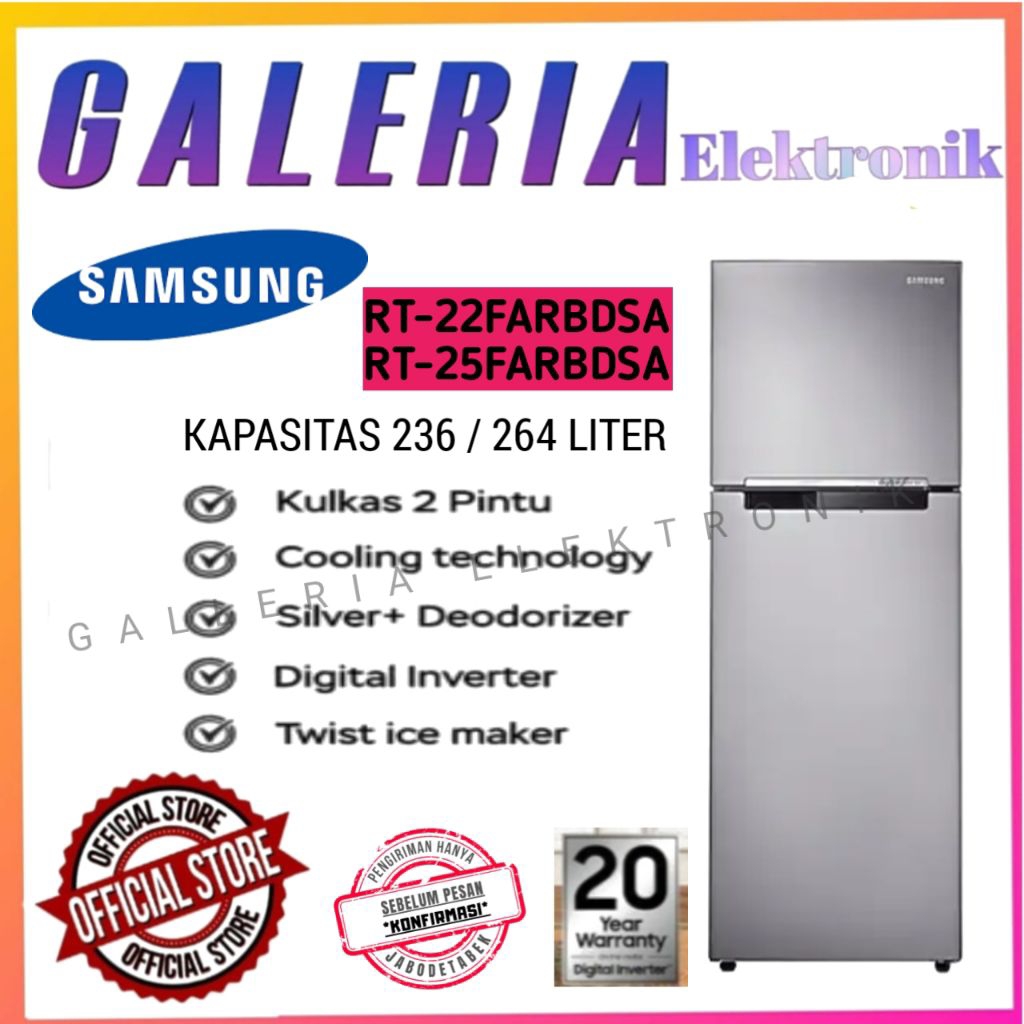 KULKAS SAMSUNG 2 PINTU TOP FREEZER (RT-22FARBDSA/RT-25FARBDSA) RT22FARBDSA / RT25FARBDSA