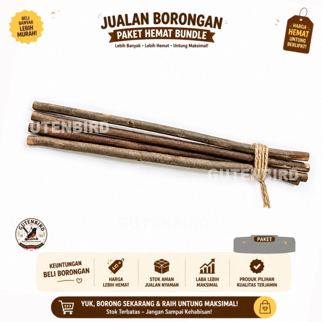 [HARGA SAUDARA] GutenBird Tangkringan Asem Bali Isi 4 Pcs Burung Kecil 45cm Plangkringan Tenggeran L