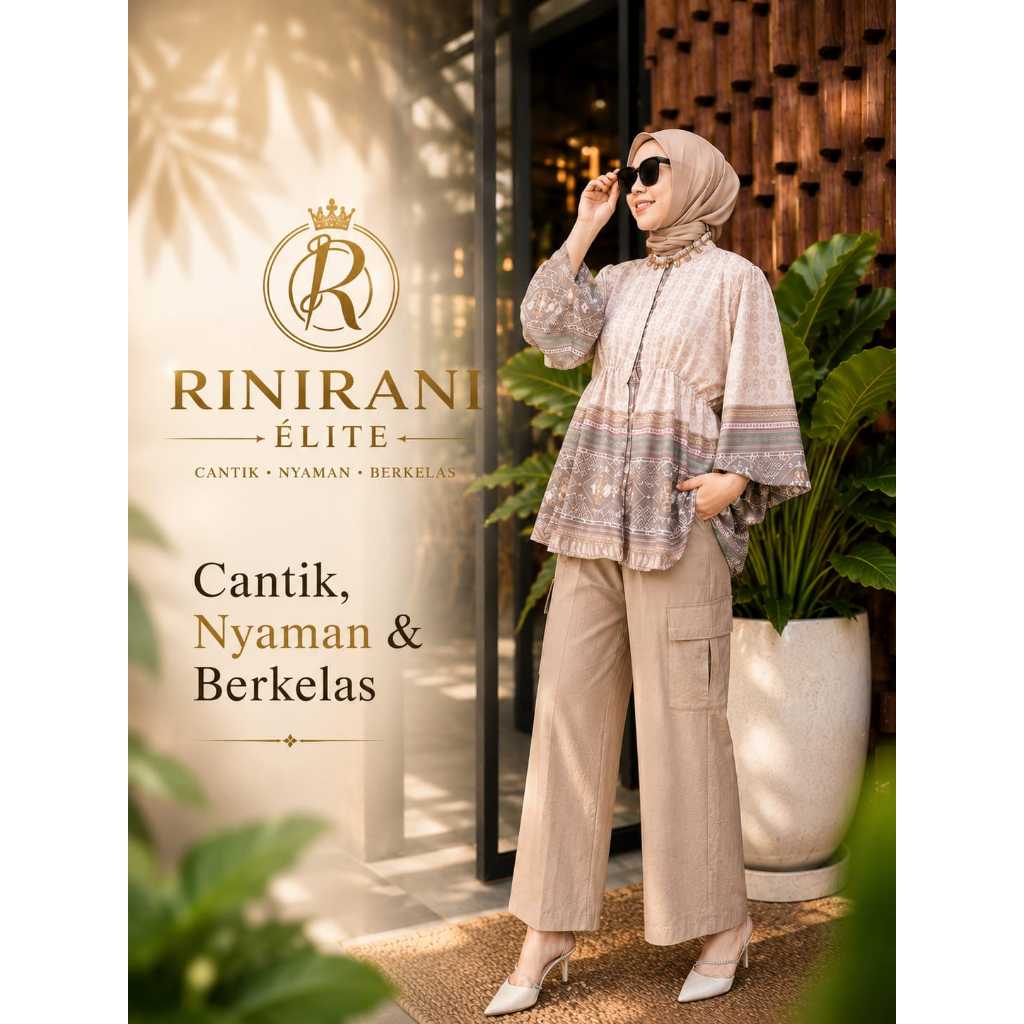 Setelan Wanita Premium Motif Boho | Atasan Flowly & Celana Kulot Premium | Outfit Hijab Modis Elegan