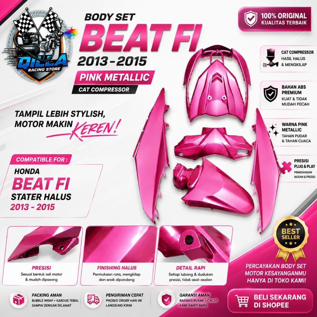 Cover Full Body Halus Beat Fi Pink Metalic Starter Halus Dan Kasar Repaint Cat Compressor Termurah