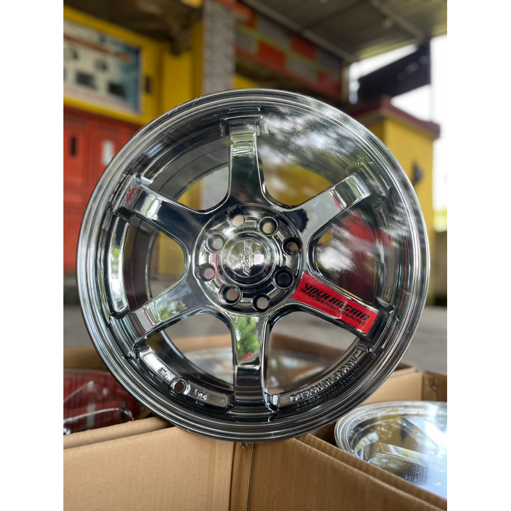 velg Te37SL R15 pcd 4x100/114 warna Black Chrome
