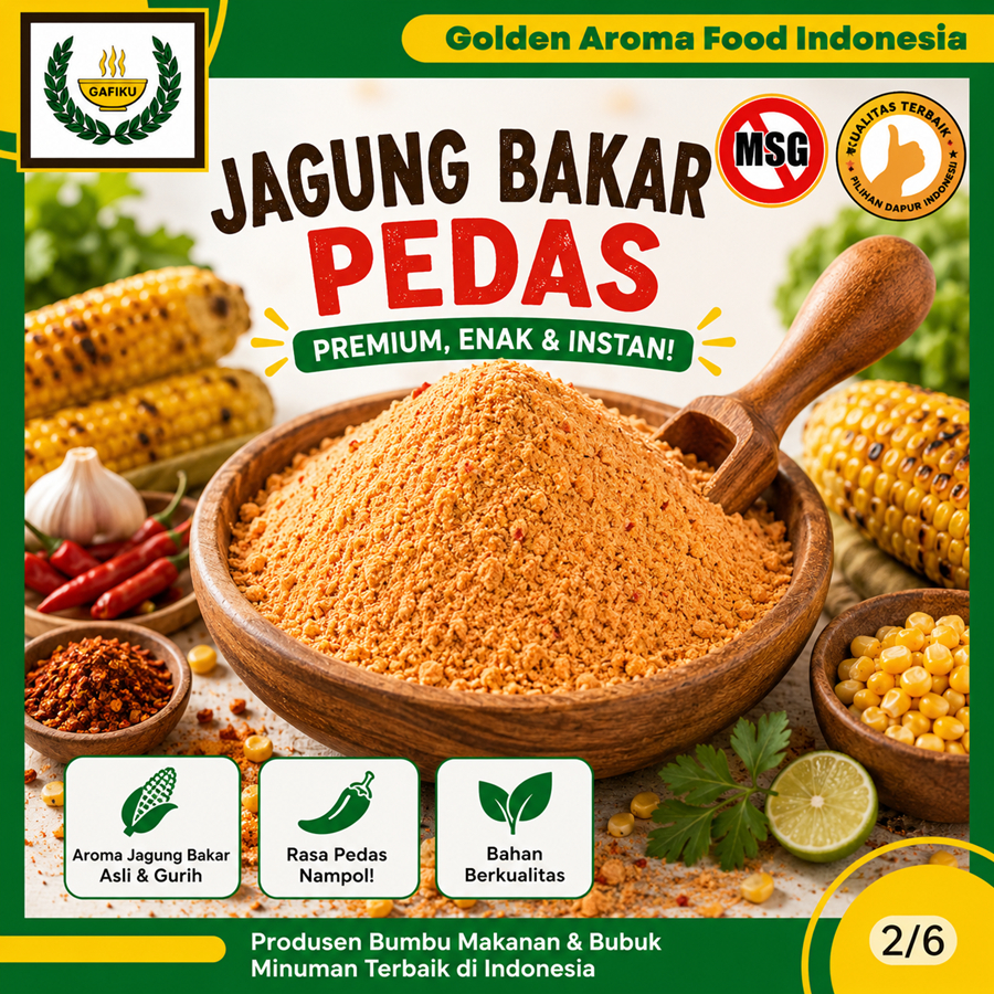 Bumbu Tabur Rasa Jagung Bakar Pedas, Jual Bubuk Tabur Jagung Bakar Pedas Murah Enak Aman Terbaik