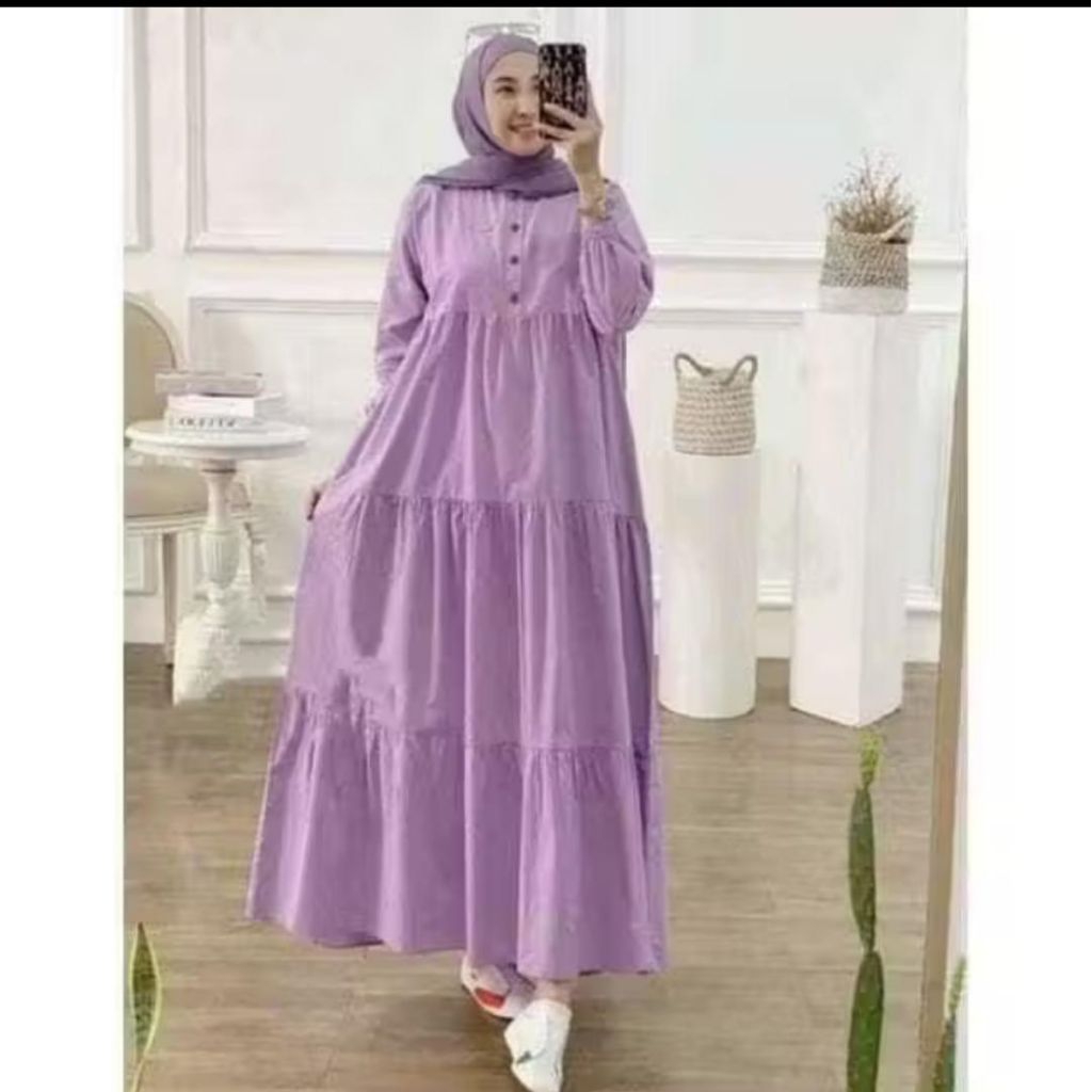 Terbaru Dress Rayon//Gamis Polos//Gamis Susun Rempel//Bahan Cotton Rayon