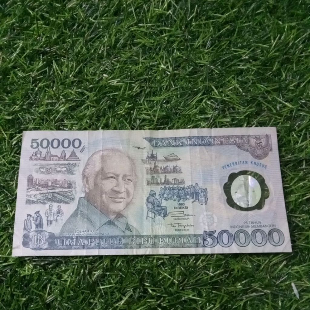 promo uang kuno indonesia 50000 soeharto 1993 asli bekas edar apa adanya.1
