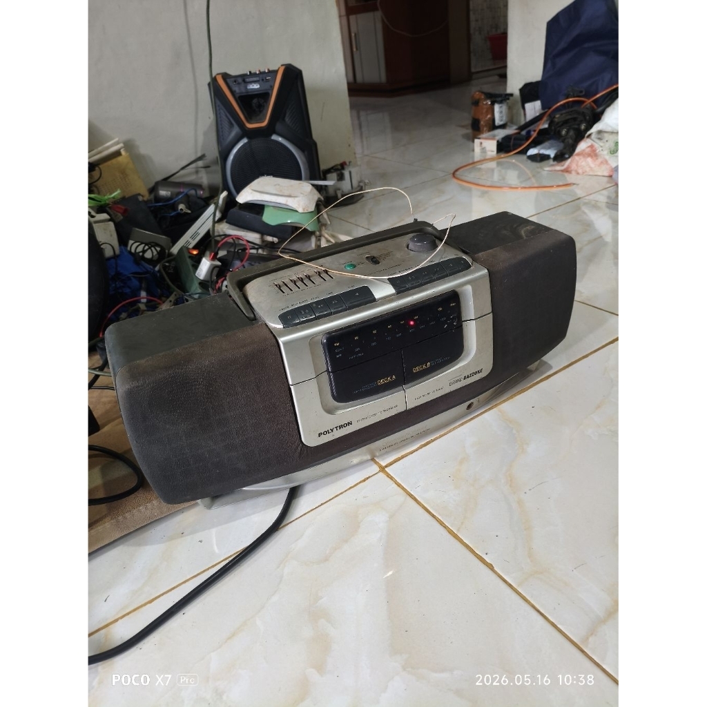 radio tape compo Polytron jadul second minus buat bahan aja