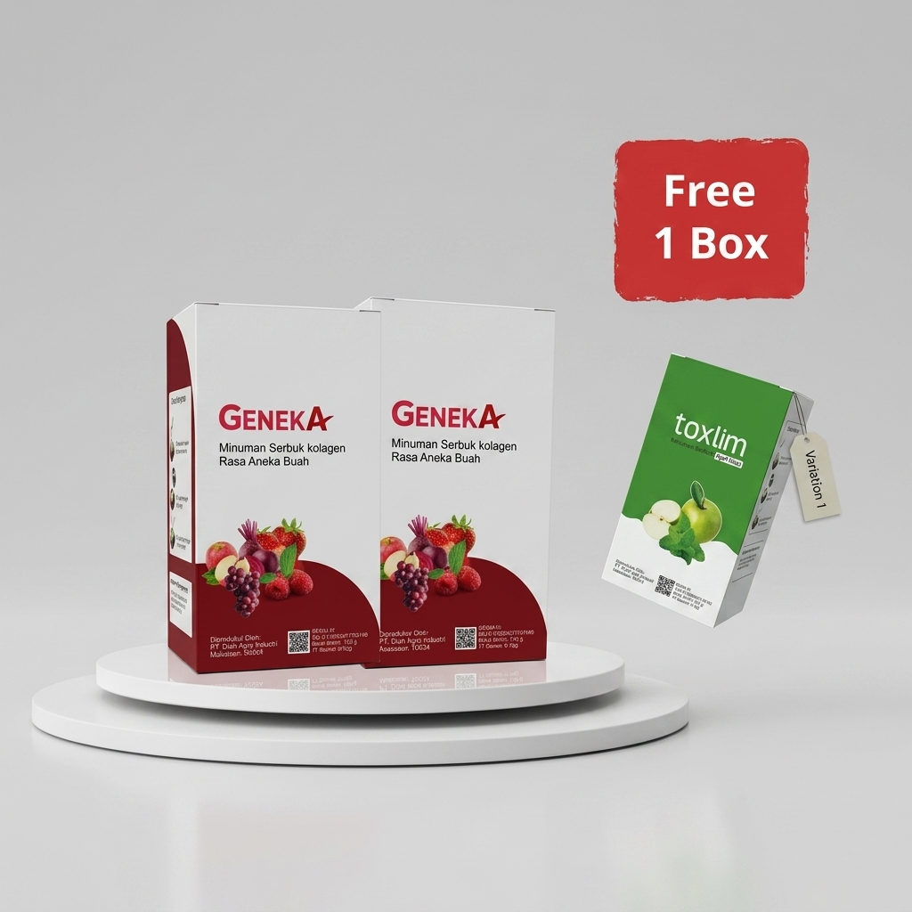 2Box Geneka Minuman Serbuk Kolagen aneka buah + Free Toxlim