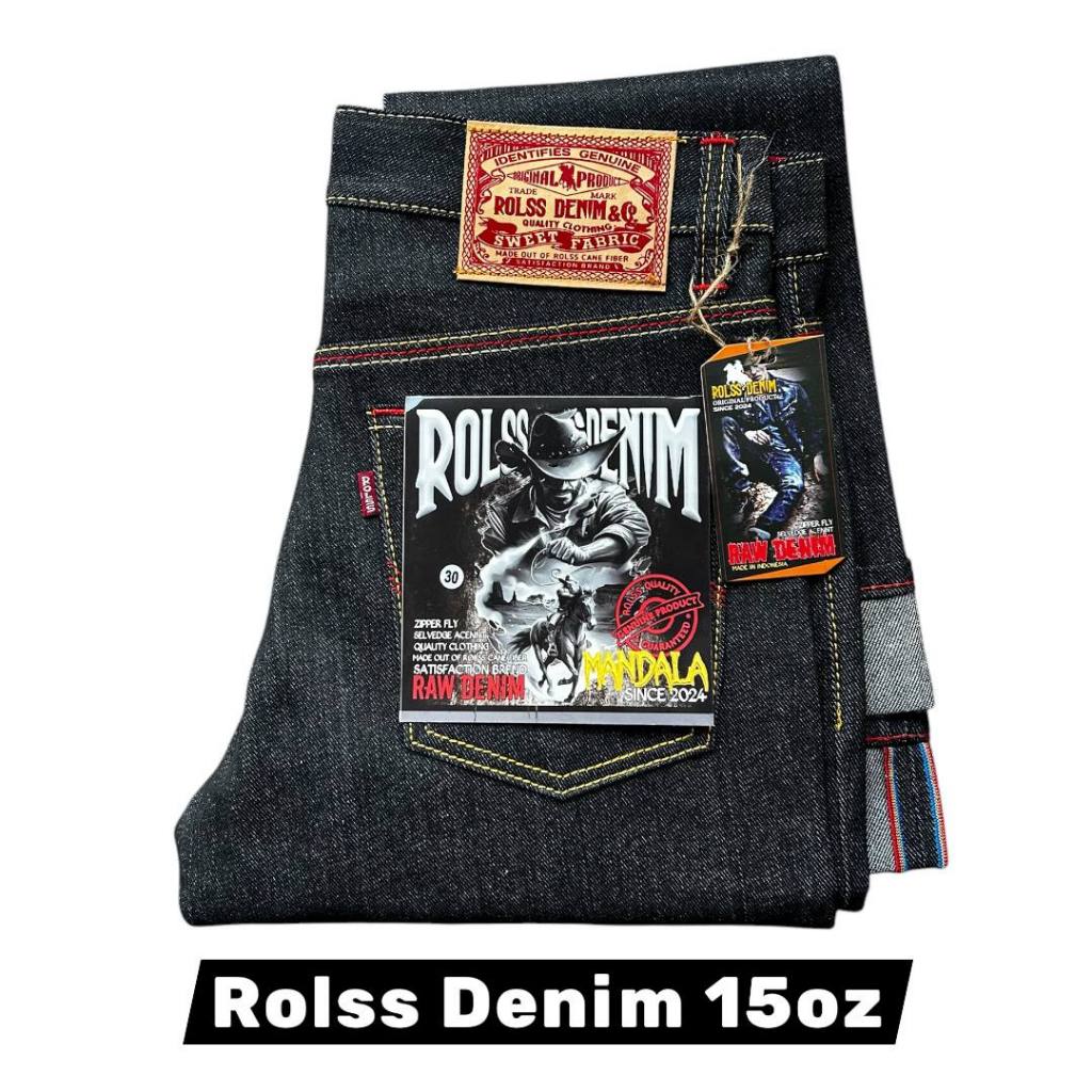 ROLSS DENIM - Celana Denim Pria Selvedge Accent Denim 15 - 16 oz black indigo sanforized