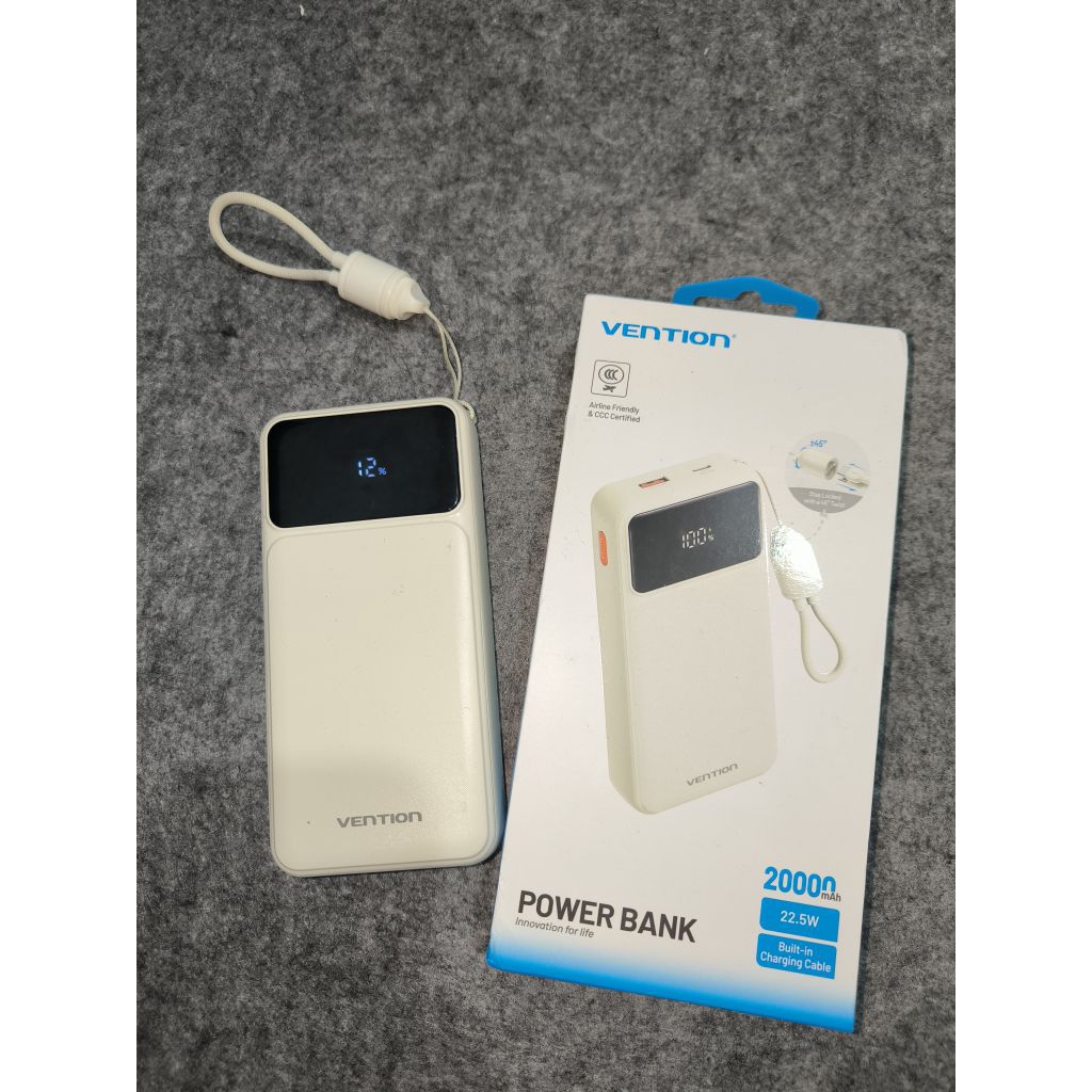 PreLoved Vention CCC Powerbank X Series Built-in Cable Cto C Fast Charging 20000mAh LED