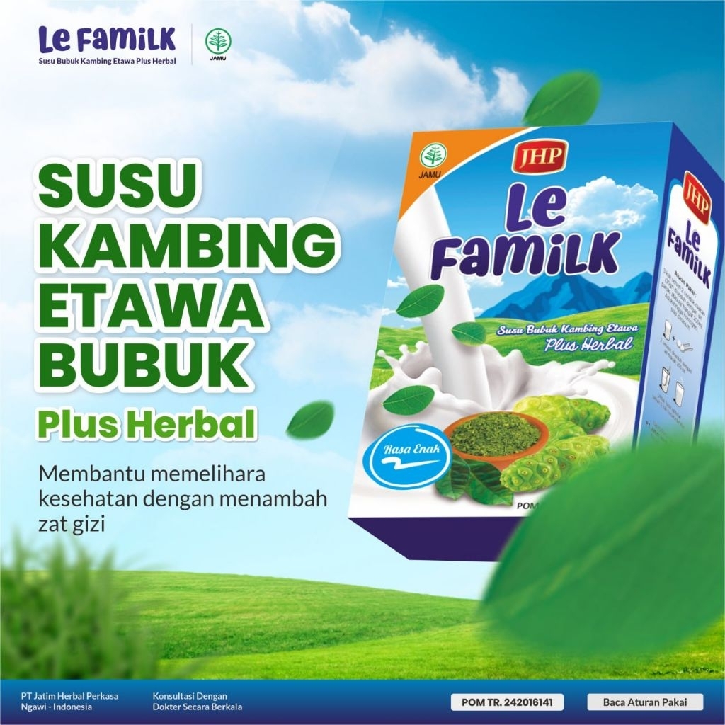 Susu Kambing Etawa Plus Herbal Le FamiLK/LERENG LAWU 200gr – Susu Etawa + Daun Kelor, Mengkudu & Dau