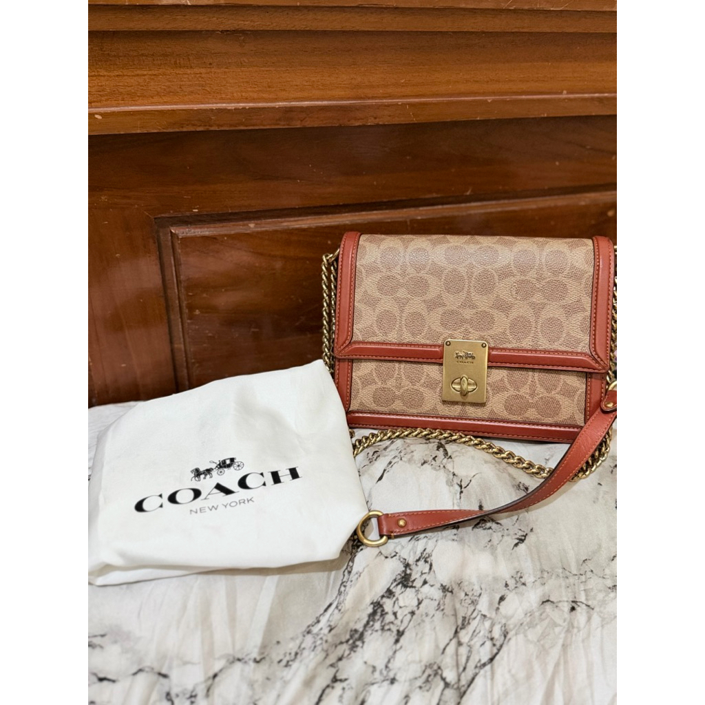 PRELOVED COACH HUTTON TAN RUST ORI BUTIK