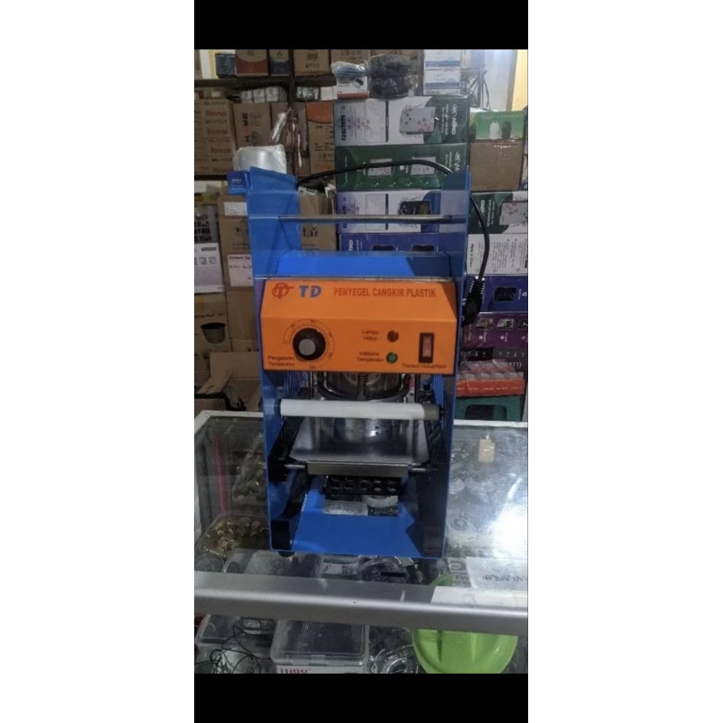 Mesin press cup sealer gelas jumbo merk TD Twin Dog