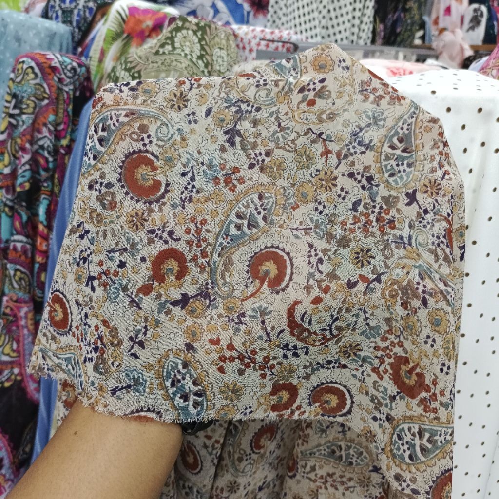kain siffon babydoll motif bunga - kain sifon premium - kain baby doll bangkok terbaru - kain metera