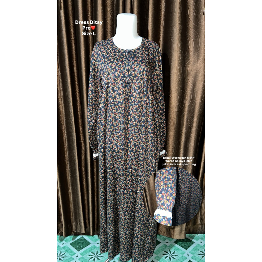 Dress Ditsy Size L Preloved
