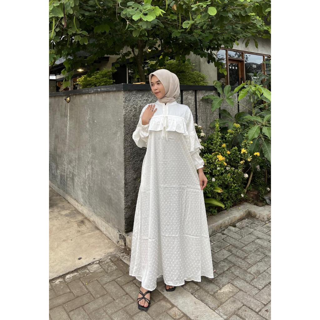 ELRATU Gamis Premium Satin Armany Silk Uragiri | Gamis Rumbai Dada dan Lengan | Dress Muslimah | Gam
