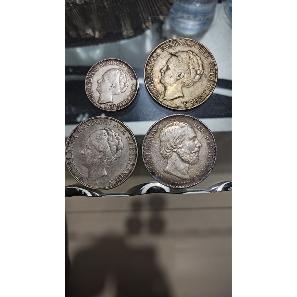 Paket Koin Perak Kuno Belanda 4 Pcs - 1G 1929, 2.5G 1930, 1931, 1874 Original