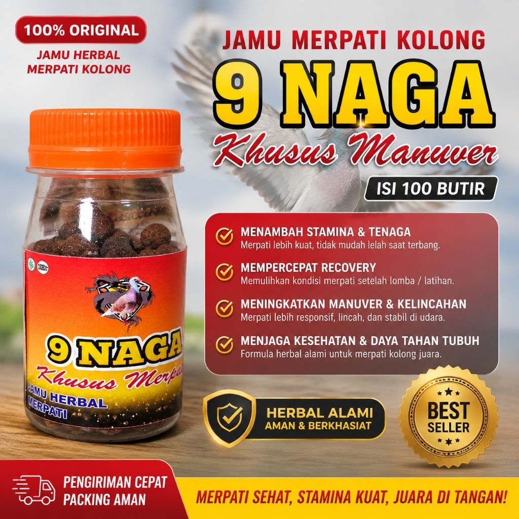 Jamu Merpati 9 Naga Manuver [ISI 100 BUTIR] - Giring Stabil Nafas Panjang Stamina Juara