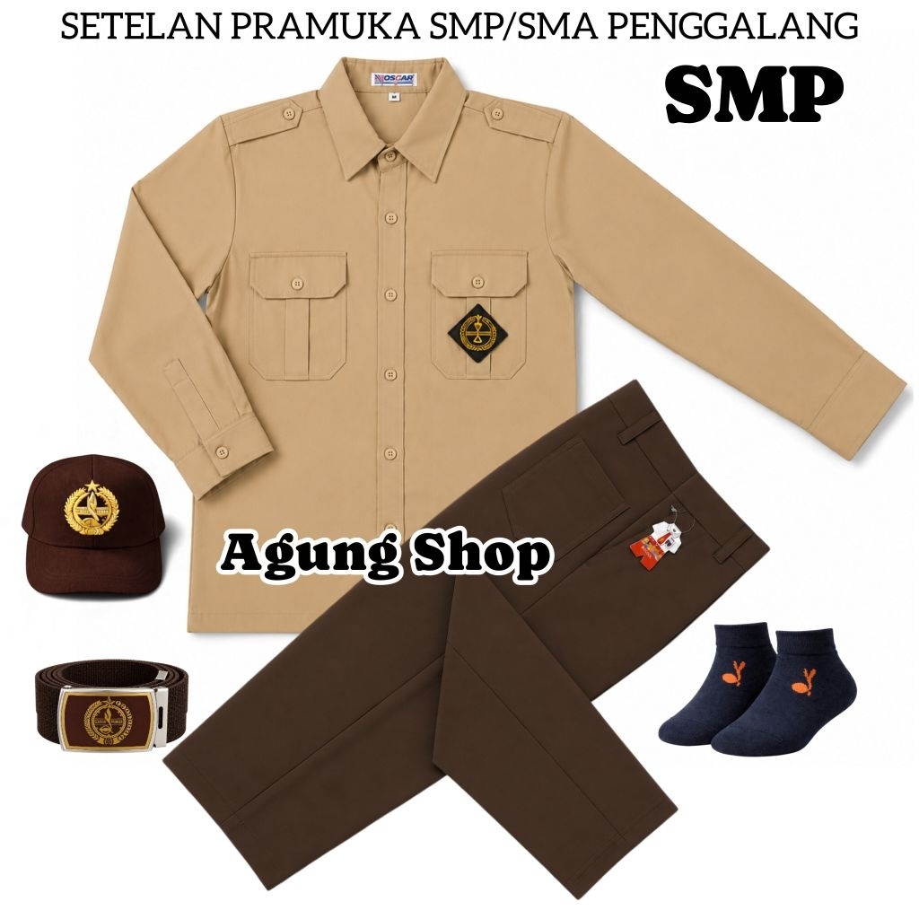 Setelan Seragam Pramuka Penggalang SMP Putra Baju Pramuka  Penggalang Panjang Celana Pramuka Panjang