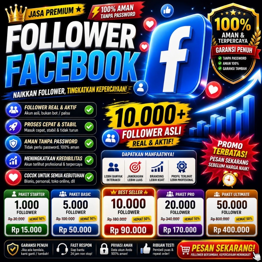 Followers Facebook Pengikut Facebook Aktif Aman Monetisasi Pengikut Profil/Halaman