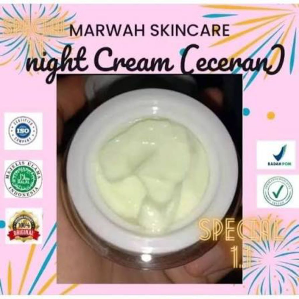Ecer Krim MALAM KLINIK Marwah skincare (diamond bright, bright teatree,platinum,  diamond angi aging