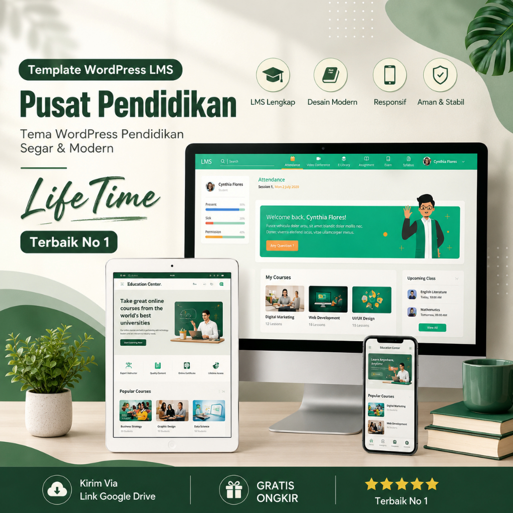 Template Wordpress LMS Learning Management System Sekolah Universitas