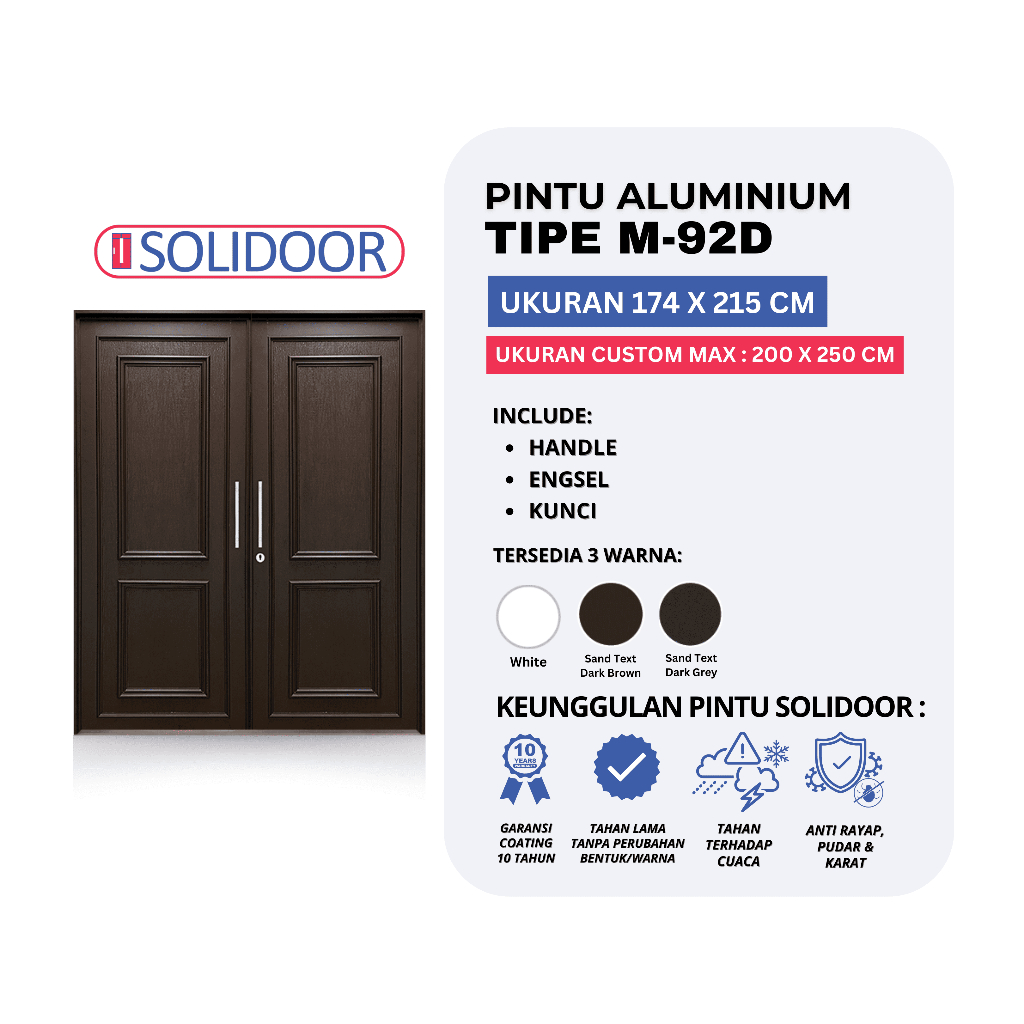 Pintu Double Aluminium Solidoor M-92D/Pintu Tarung