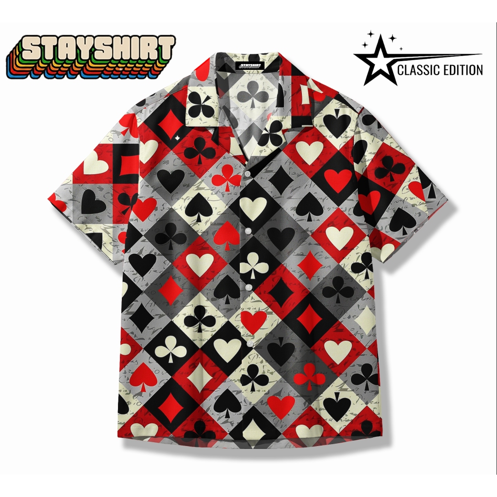 STAYSHIRT Kemeja Poker Card Argyle Lengan Pendek Premium