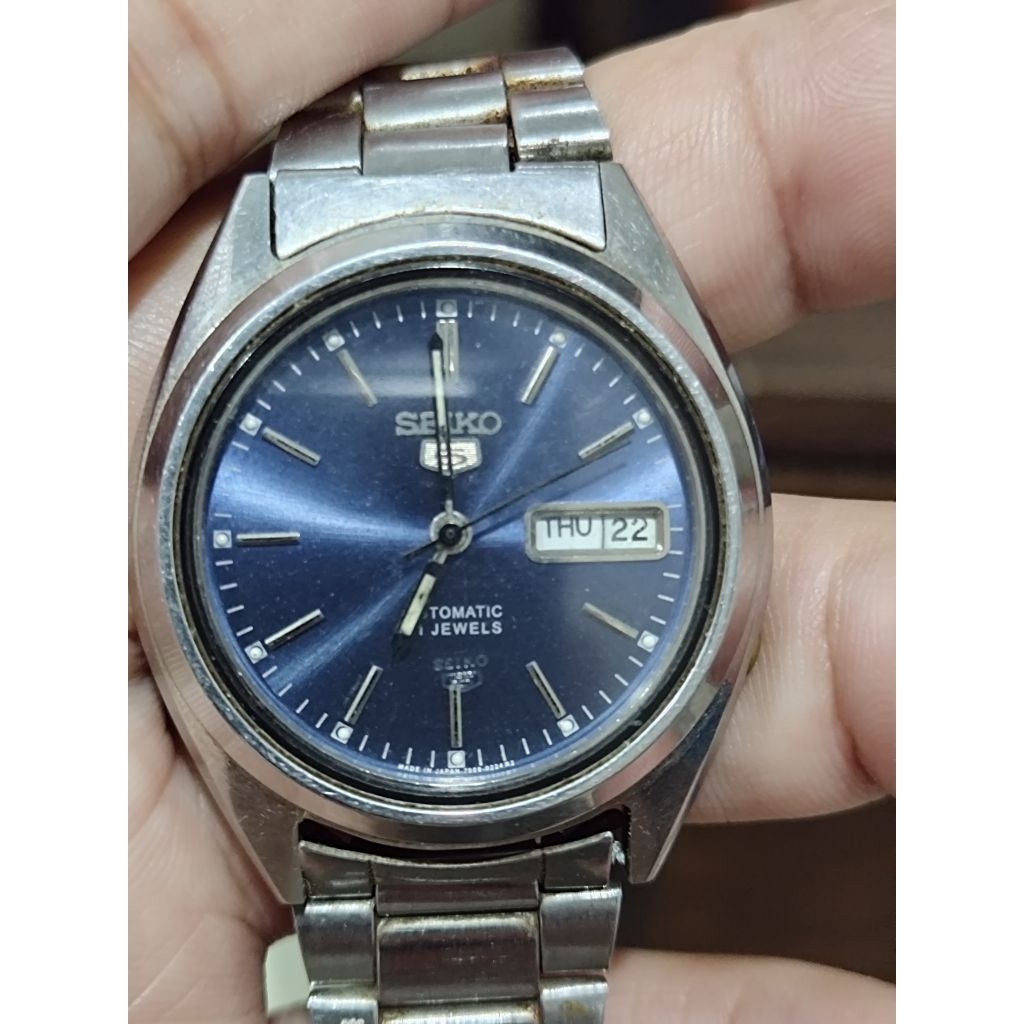 Jam Vintage Seiko 5 Automatic 7s26 Blue Dial Original 21 Jewels