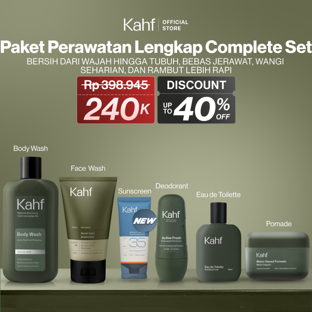 [KAHF BUNDLE 6IN1 PAKET PERAWATAN LENGKAP] Paket Complete Grooming (Face Wash + Sunscreen + Body Was