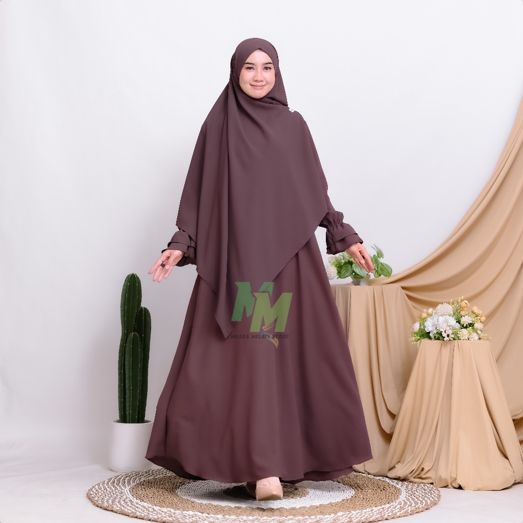 MELIA gamis malay set Fasmina hiban free cadar bahan sabrina anti UV terbaru 2026