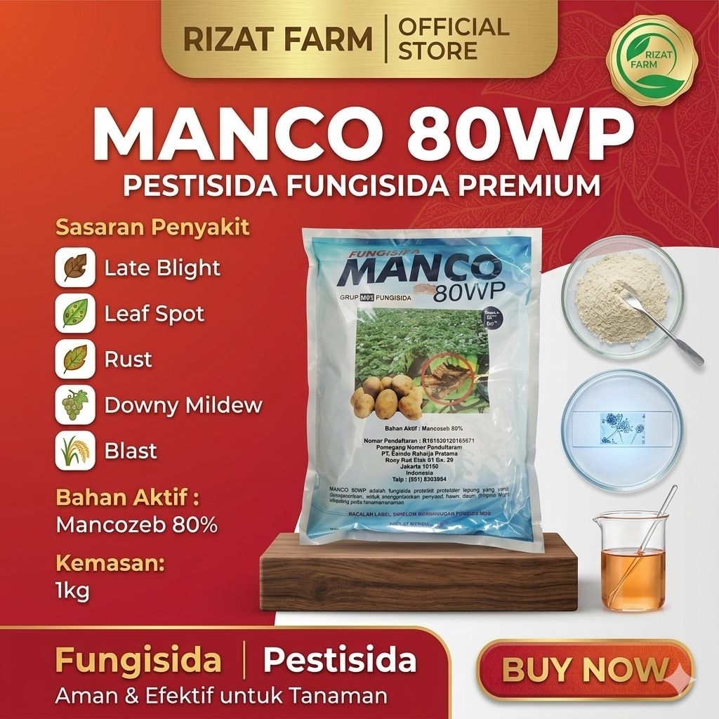 Fungisida Manco 80WP 1 Kg - Mankozeb 80% untuk Hama Tanaman | FREE KONSULTASI & GRATIS ONGKIR