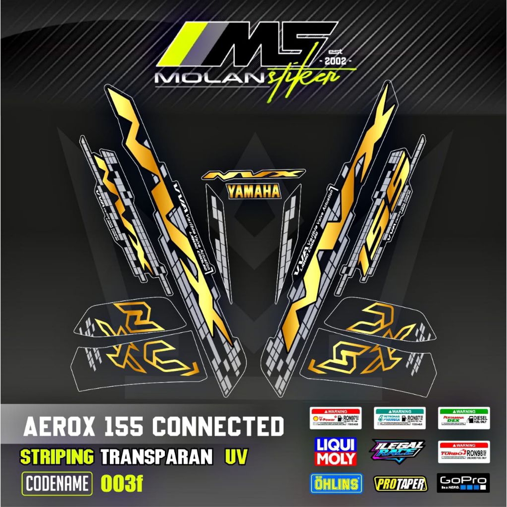 Decal Sticker Striping Variasi Transparan Uv NVX Aerox 155 Connected 2020-2024 Aerox V2 Aerox Gen 2 