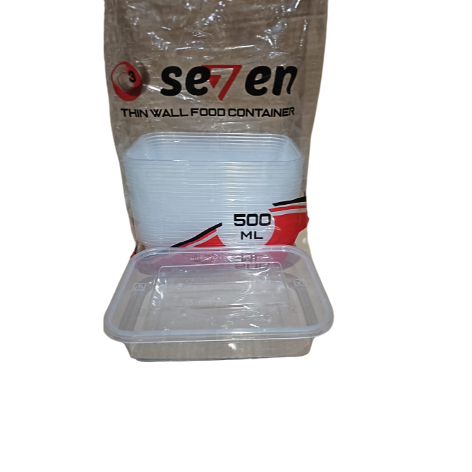 Thinwall 500ml Rect ( 500 ml ) kotak makanan isi 25 set Bening