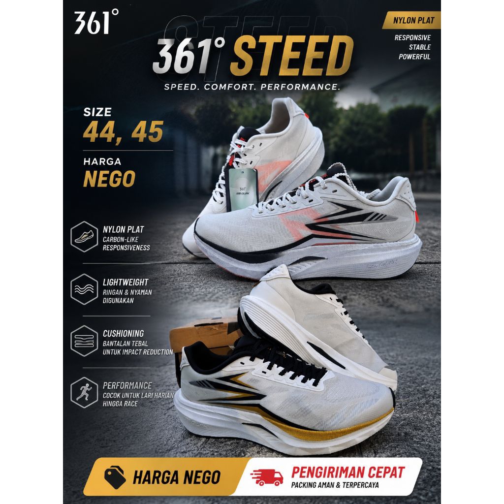 361 Degrees Steed Sepatu Lari Olahraga