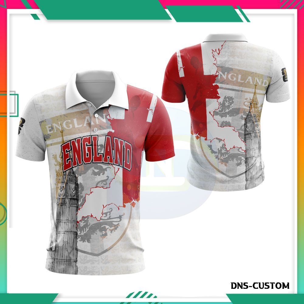 Baju Polo England Pria Lengan Pendek Desain Modern - Kaos Bola Cowok Custom