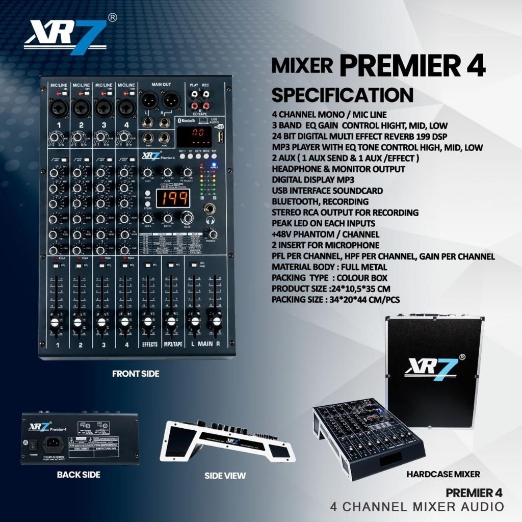 Mixer 4 Channel XR7 Premier 4 Effect Alesis Free Hardcase