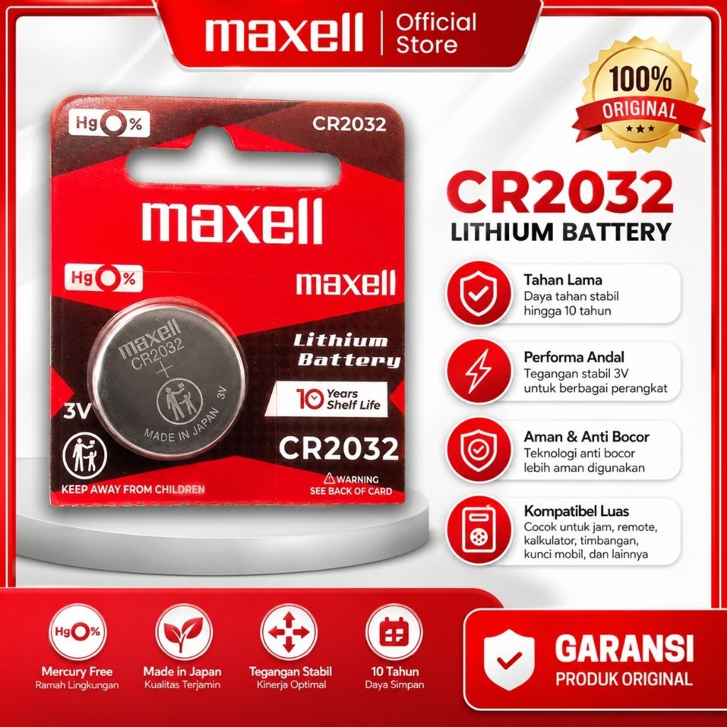 Baterai CR2032 Maxell Lithium Koin 3V Ori