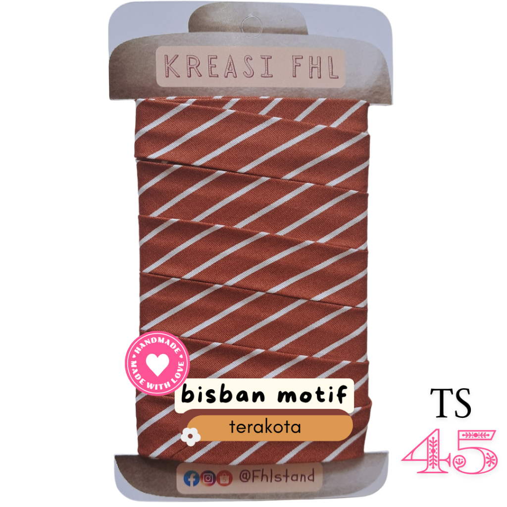 KreasiFHL Bias Tape Bisban meteran kain katun jepang Tokai Senko garis kotak 4cm