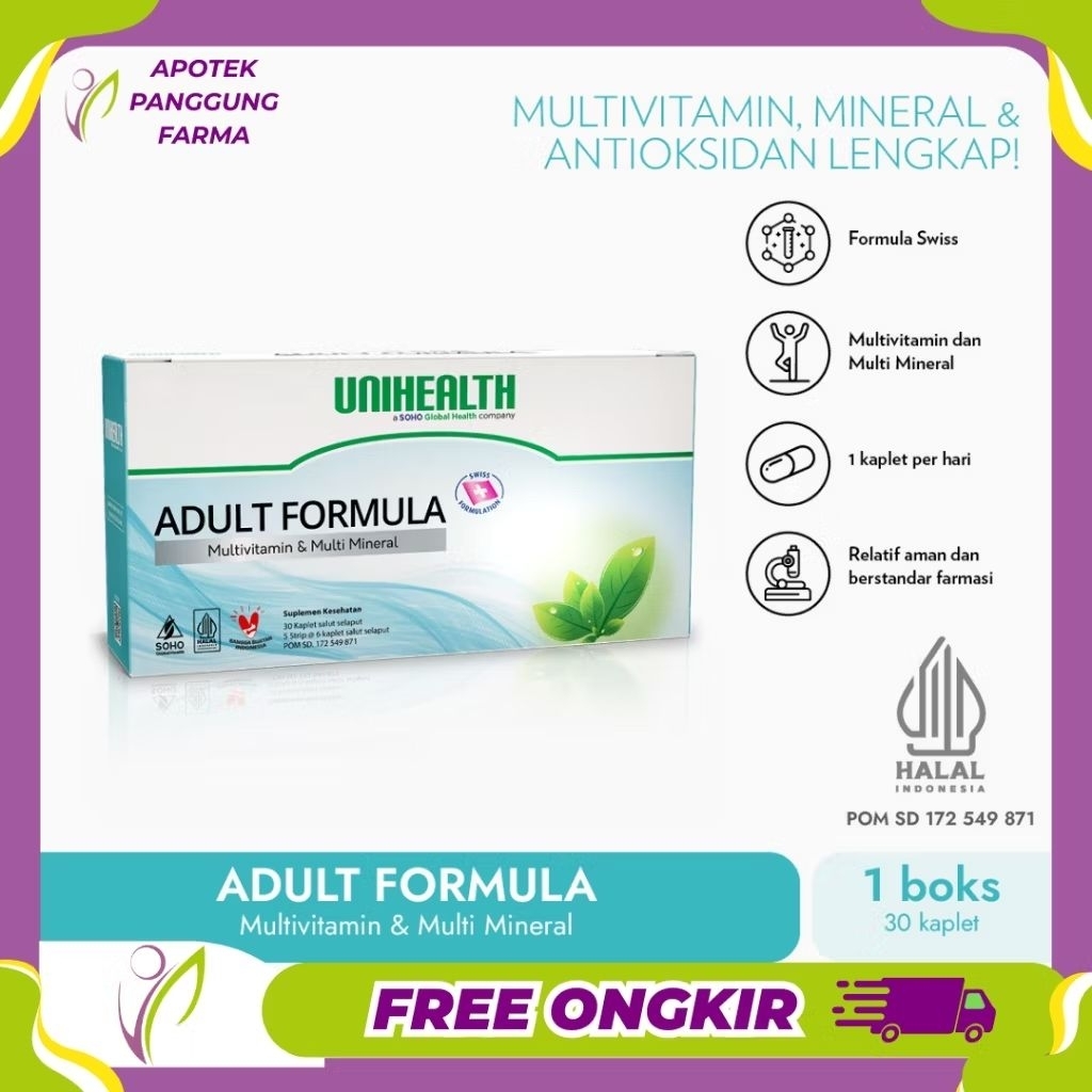 Unihealth Adult Formula - Multivitamin, Mineral, dan Antioksidan