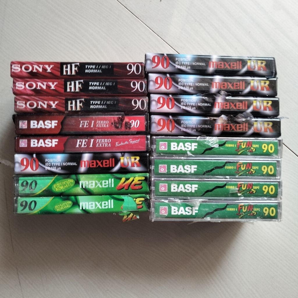 Kaset Pita Kosong C-90 - Maxell, Sony, BASF