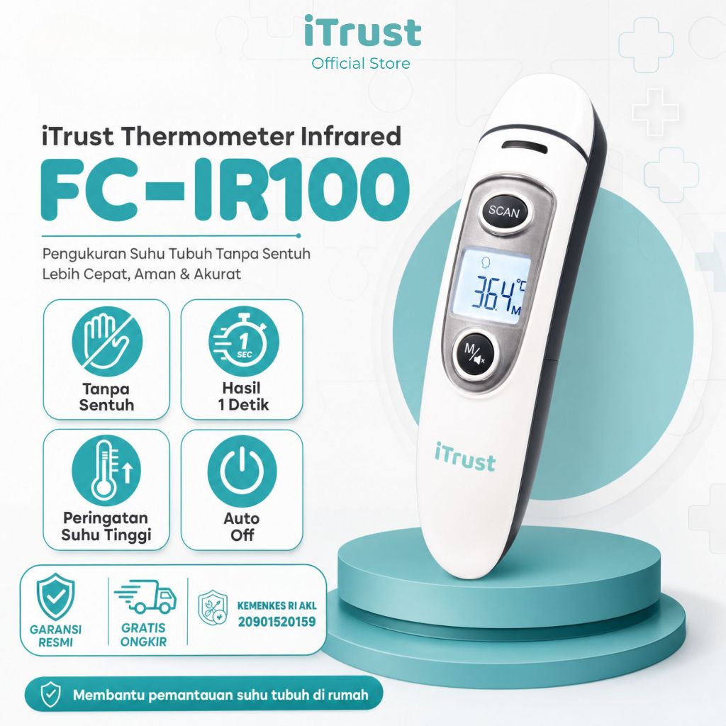 iTrust FC-IR100 Termometer Digital Alat Ukur Suhu Badan Telinga Bayi Anak Dewasa Akurat Cepat Thermo