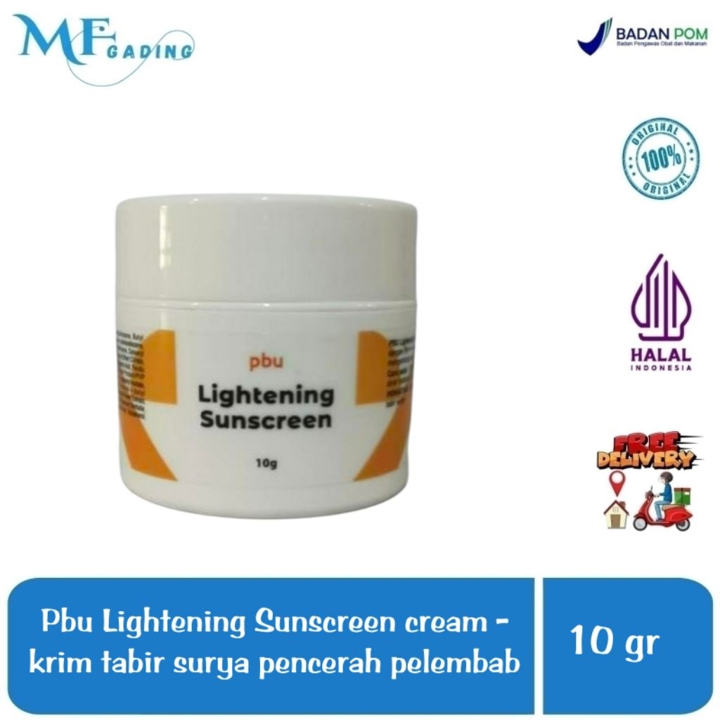 Pbu Lightening Sunscreen - krim tabir surya pencerah pelembab SPF 50 - BPOM