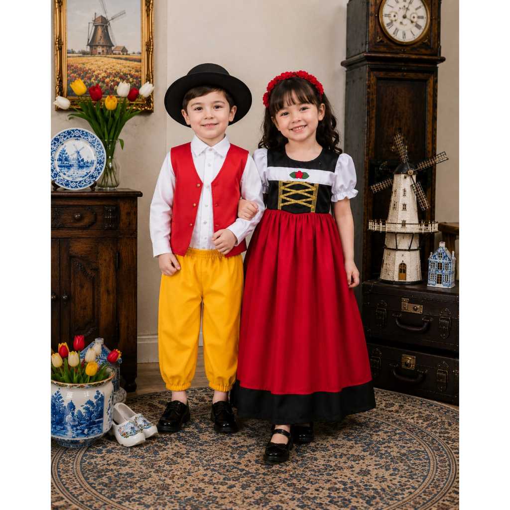 Azzafran - Costume Swiss/Costume Belanda/Costume Italy/ Kostum Negara Eropa Costum Baby Kostum Anak 