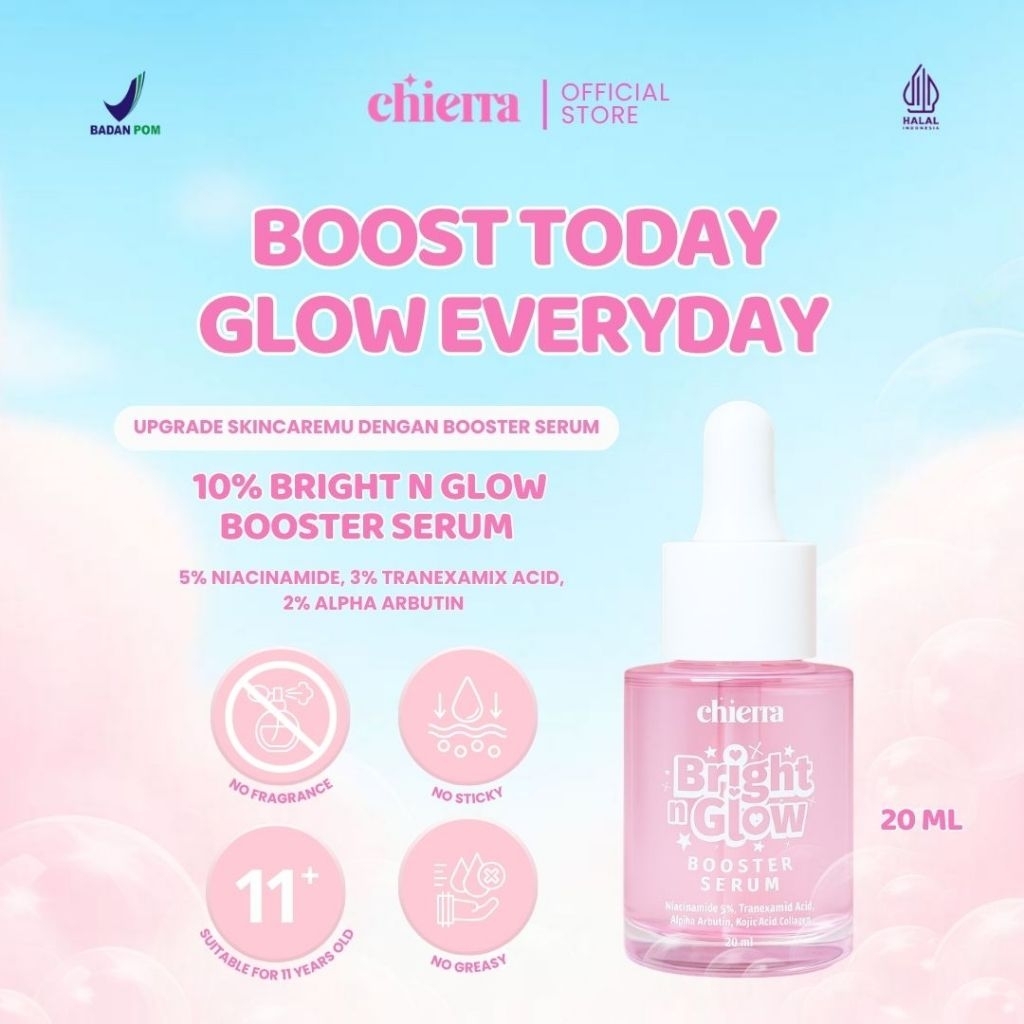 [OFFICIAL STORE] Chierra Bright and Glow Booster Serum-Serum Wajah untuk mencerahkan dan melembapkan
