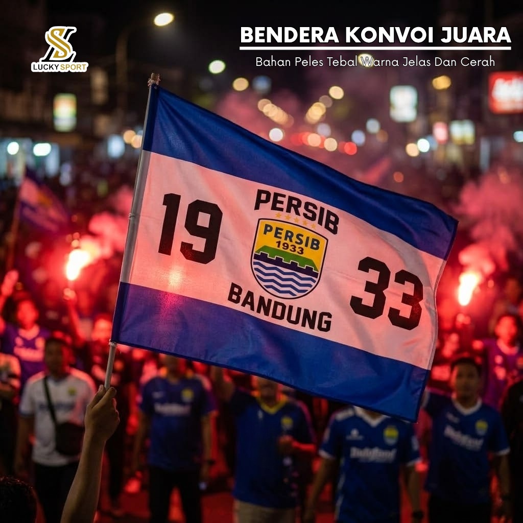 Bendera Konvoi persib Juara Hattrick Bendera Persib 1933 Ukuran Kecil-Besar