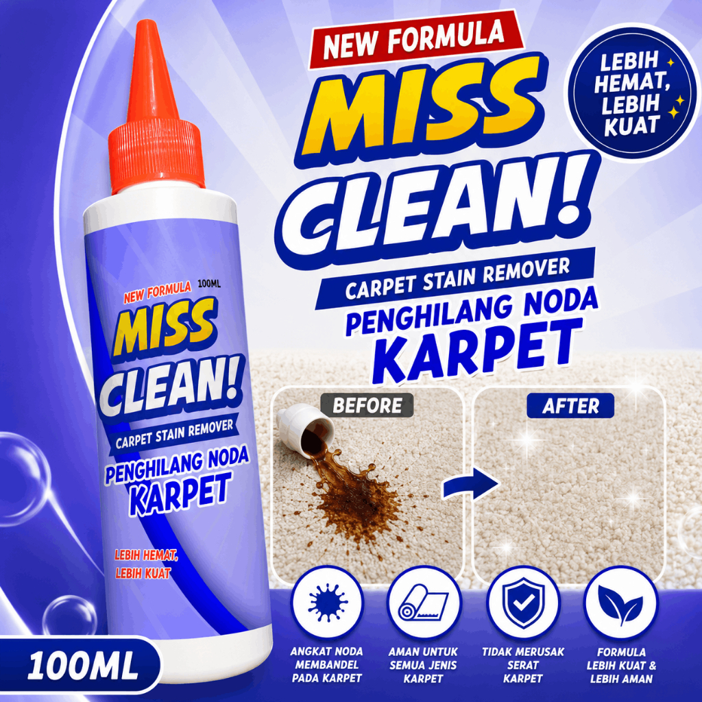 Pembersih Noda Karpet Efektif Cair Anti Bau Hilangkan Noda Membandel Karpet Sofa Kursi Tanpa Bekas