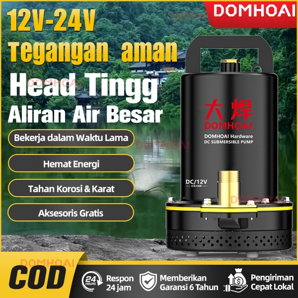 [BISA COD]DOMHOAI Mesin Pompa Air Kolam Celup Submersible Water Pump Air Celup Pompa Air Celup DC 12