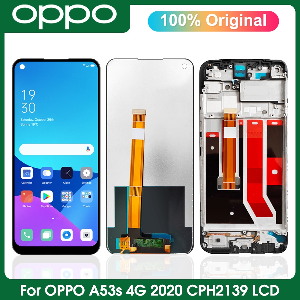 Layar LCD Oppo A53s CPH2139, CPH2135 Asli Fullset Bingkai - Gratis Alat Servis Lengkap + Lem